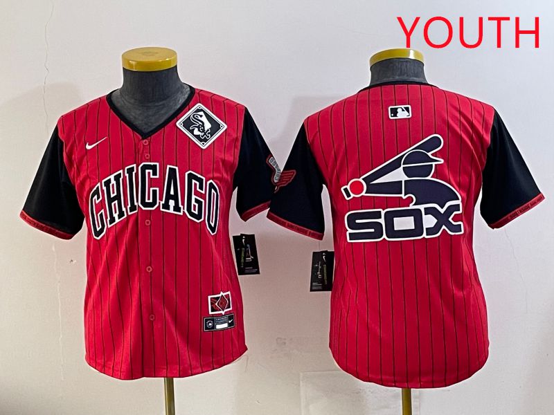 Youth Chicago White Sox Blank Red Stripe Joint Name Nike 2025 MLB Jersey style 13